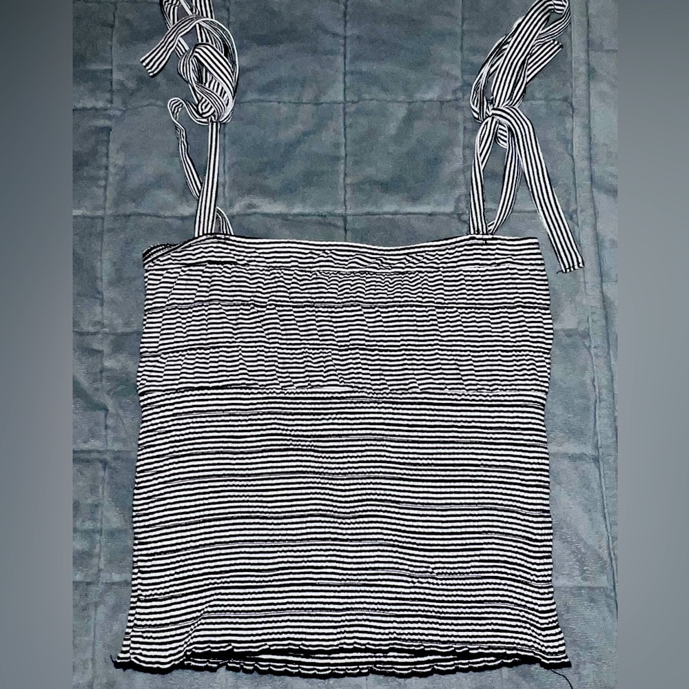 Black and White Ribbed Tank Top